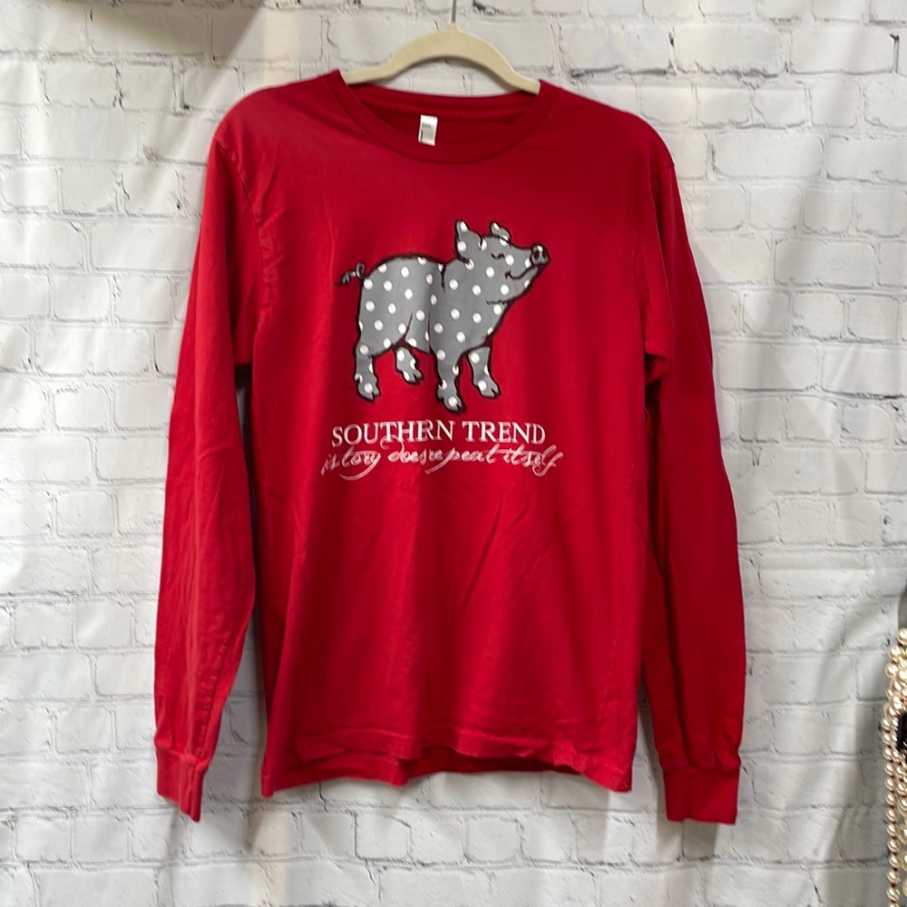 Southern Trend American Apparel polka dot pig medium long sleeve tee sh…